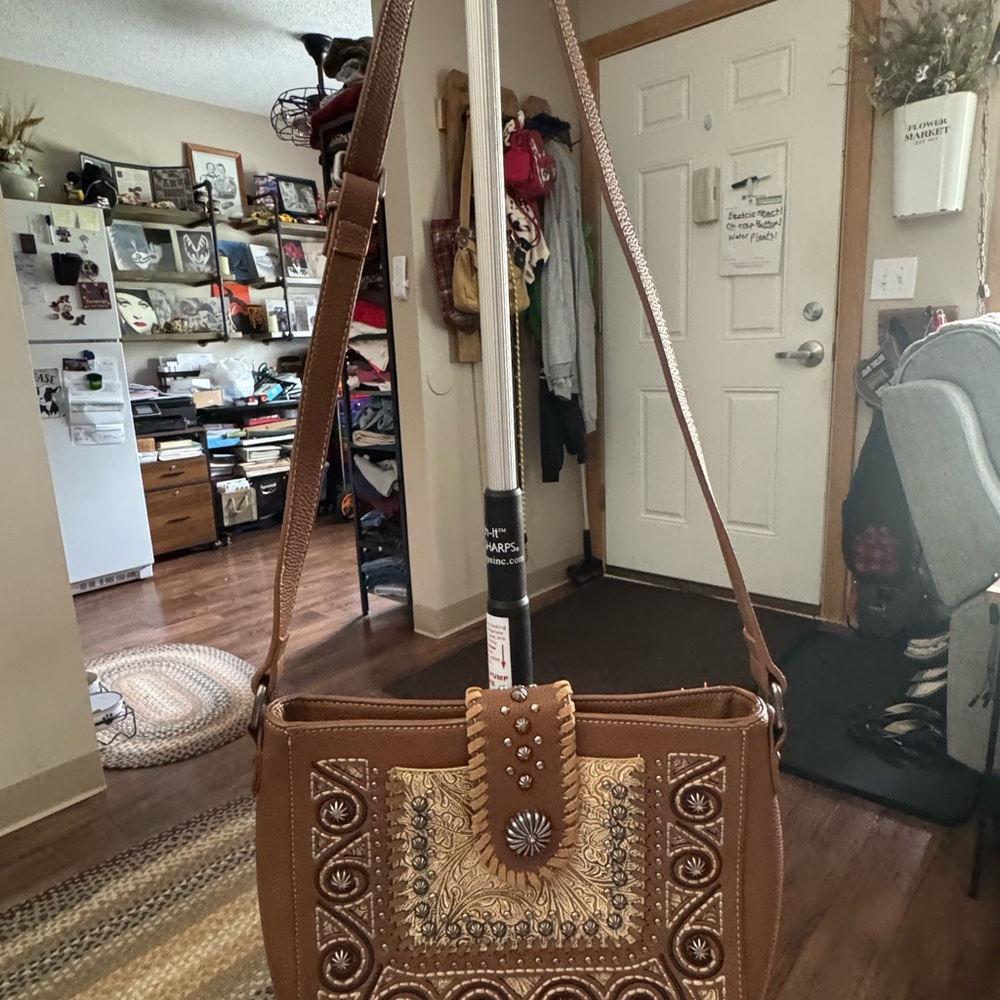 Montana West Brown Crossbody Bag with Gold Embellishment
